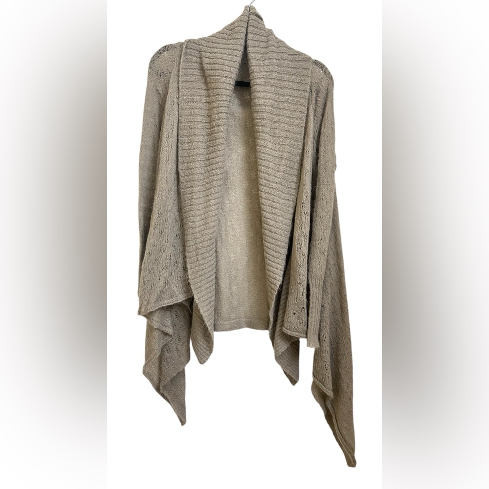 Kensie Tan Shrug with Shawl Collar and Draped Design